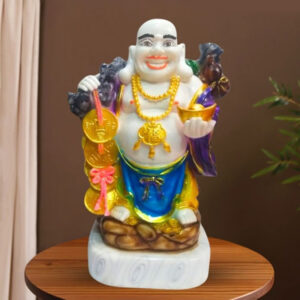 Colorful Laughing Buddha Statue for Prosperity & Luck (Marble) - 24 Inch