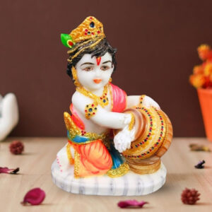 Bal Krishna Makhan Chor idol showpiece for home decor (Marble) – 10 inch