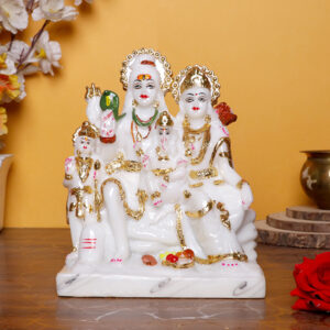 Shiv Parivaar Idol Showpiece for home & office (Marble) - 9 Inch