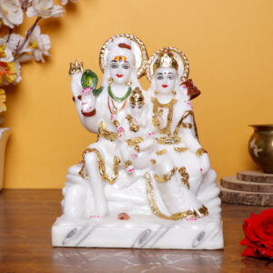 Shiv Parivaar Idol Showpiece for home & office (Marble) - 9 Inch