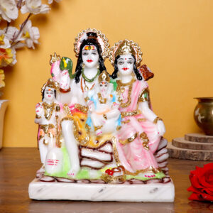 Shiv Parivaar Idol Showpiece for home & office (Marble) - 9 Inch