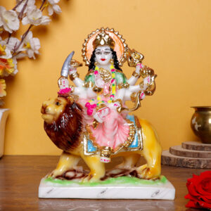 Goddess Maa Durga Idol Showpiece for home and office (Marble) - 9 Inch