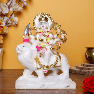 The Goddess Ma Durga idol Showpiece for home and office (Marble) - 9 inch