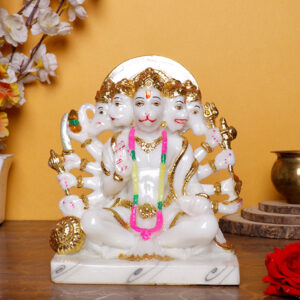 The Lord Panchmukhi Hanuman idol showpiece for home & office (Marble) - 9 inch