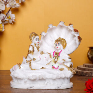 Vishnu & Laxmi Idol Showpiece for home & office - (Marble) - 9 inch