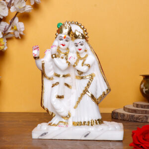 This exquisite Radha Krishna idol showpiece idol for home & office (Marble) - 9 inch