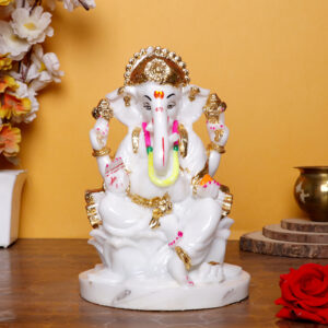 Lord Ganesh Idol Showpiece for home & office (Marble) - 9 inch
