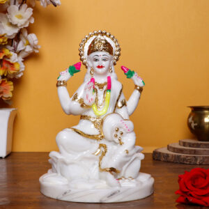 Divine Marble Goddess Maa Laxmi Idol – 9 Inch Showpiece for Study Room, Home & Office