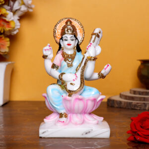 Divine Marble Saraswati Idol – 7 Inch Showpiece for Study Room, Home & Office