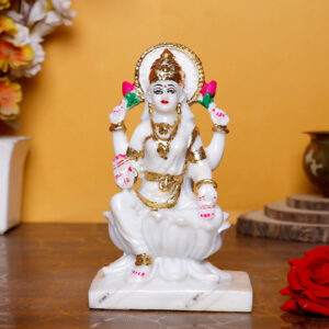 Divine Marble Goddess Maa Laxmi Idol – 7 Inch Showpiece for Study Room, Home & Office