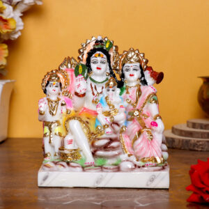 Shiv Parivaar Idol Showpiece for home & office (Marble) - 7 Inch
