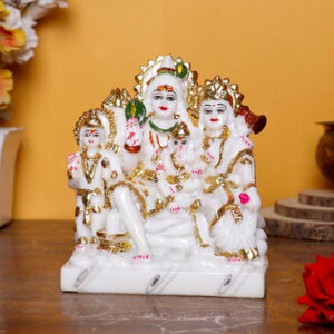 Shiv Parivaar Idol Showpiece for home & office (Marble) - 7 Inch