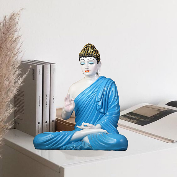 Meditation Big Buddha Showpiece for Home Decor (Blue) Marble – 15 Inch