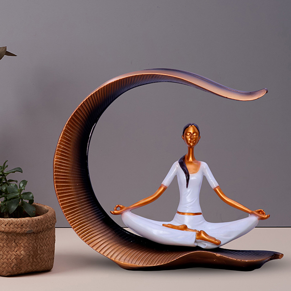 Graceful Yoga Meditation Sculpture – Artistic Resin Figurine for Home & Office Decore (L-27cm,B-10cm,H-24cm)
