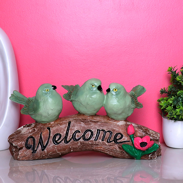 Welcome Sparrow Showpiece for Home Decor (Polyresin) – 5.5 Inch